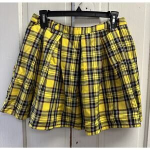 Hot Topic Yellow Plaid School Skirt Pleated Size Medium